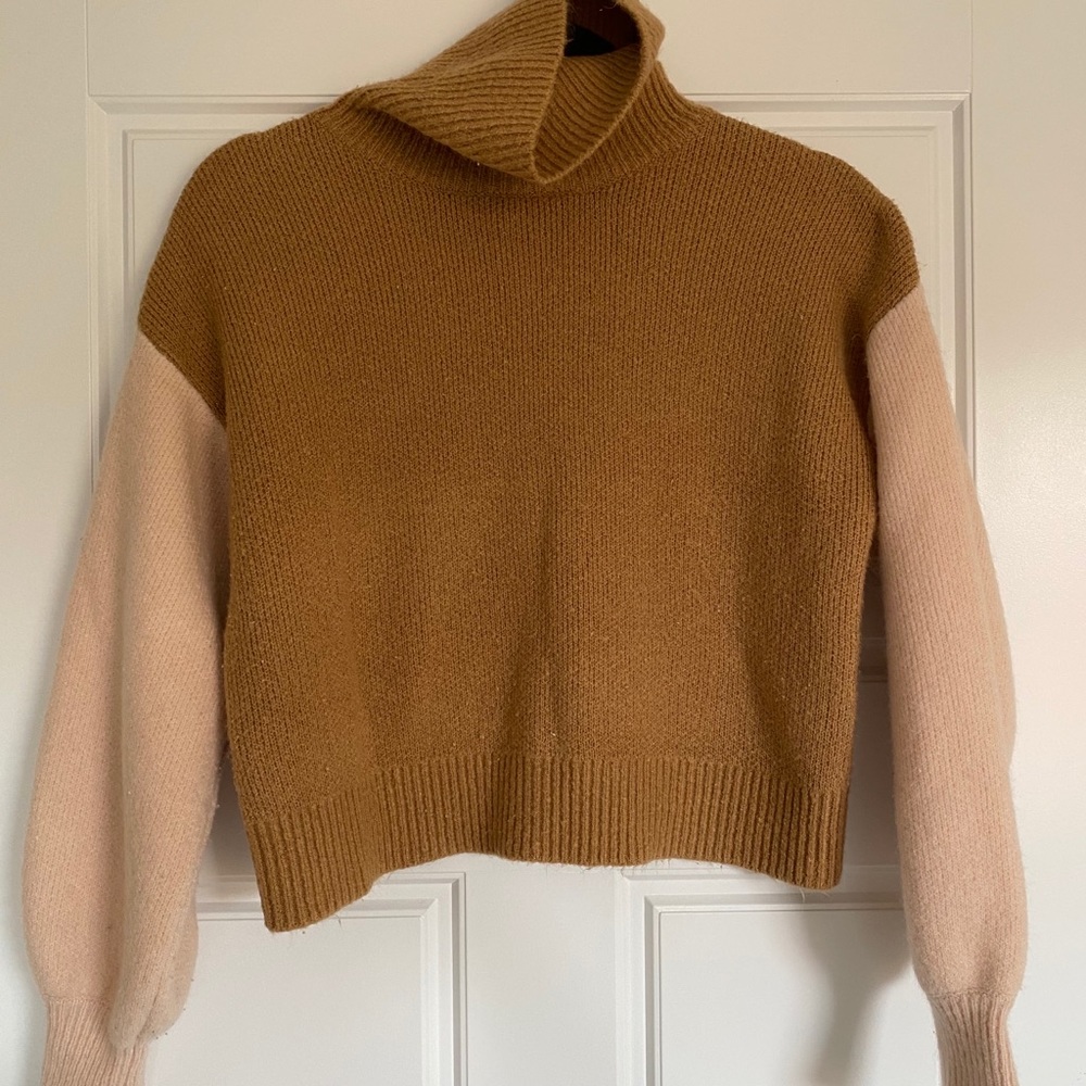 Two-toned cropped turtleneck